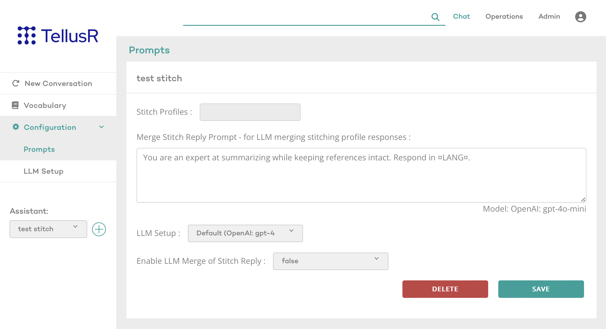 Stitch assistant settings